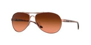 Oakley Feedback Damenbrille Satin Chrome mit Prizm Bronze